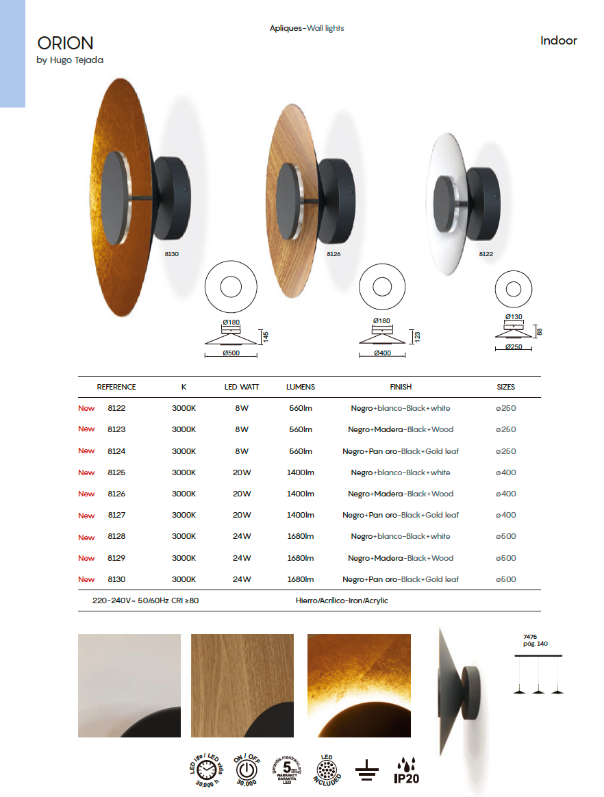 APLIQUE LED PARED ORION 3000K