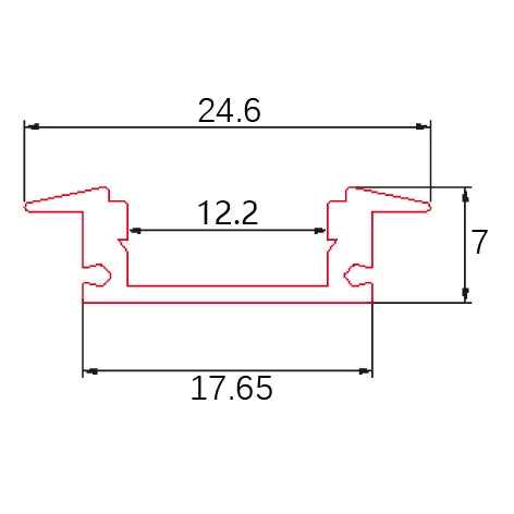 PERFIL DE ALUMINIO 2M ENCASTRAR PARA TIRAS LED + DIFUSOR