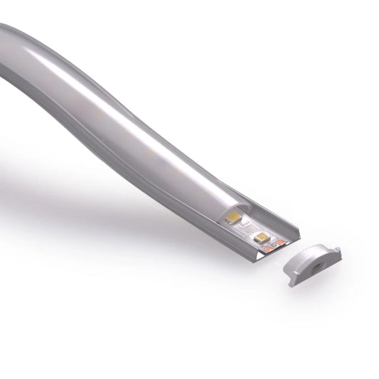 PERFIL DE ALUMINIO 2M SUPERFICIE FLEXIBLE PARA TIRAS LED + DIFUSOR