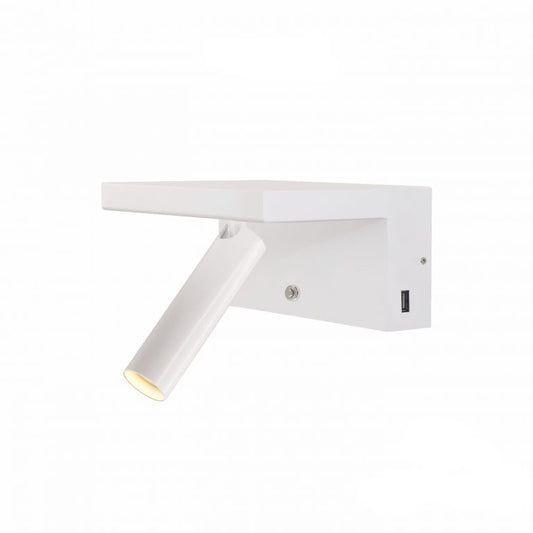 LÁMPARA LED LECTURA BEAM 5W 3 NIVELES DE INTENSIDAD 220-240V 40º LED 2.700K-2 USB 5V/2A